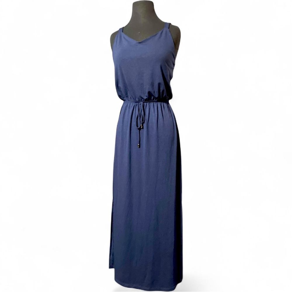 Lildy Navy Blue Tie- Waist Maxi Sleeveless Sundress | Women’s S-M